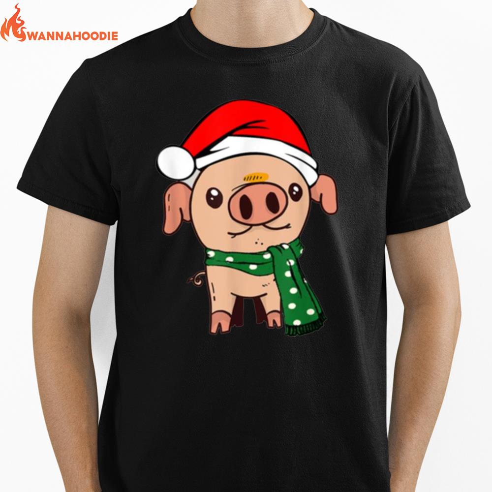 Christmas With Pig Hat Merry Christmas Unisex T-Shirt for Men Women