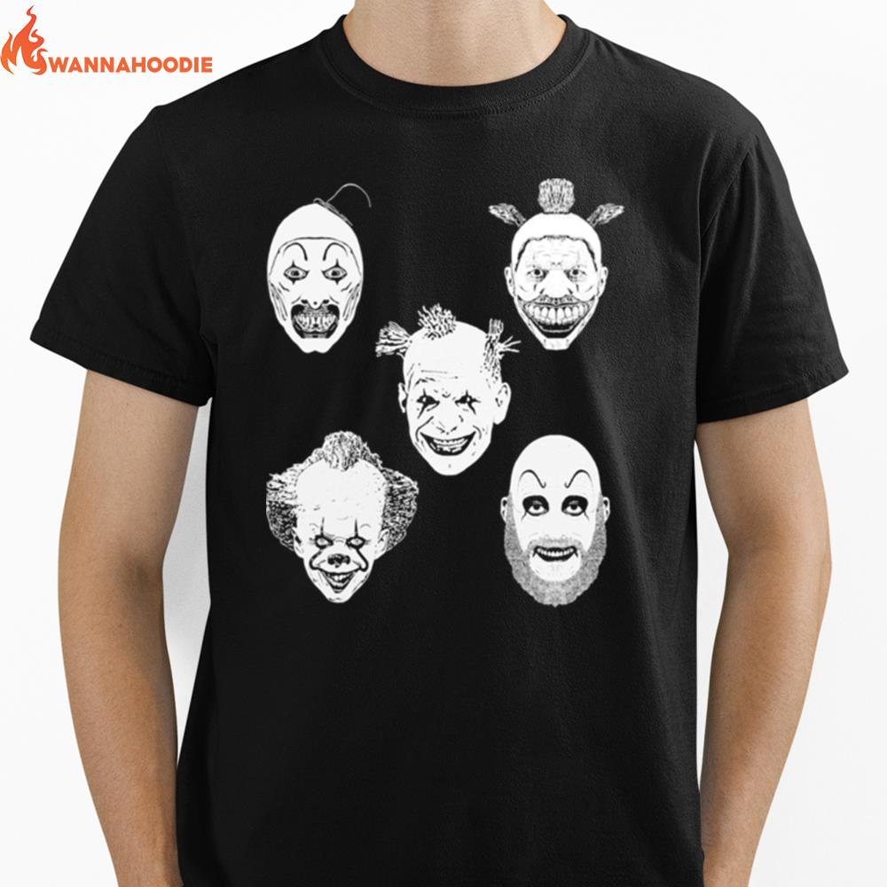 Clowning Around Horror Characters Unisex T-Shirt for Men Women