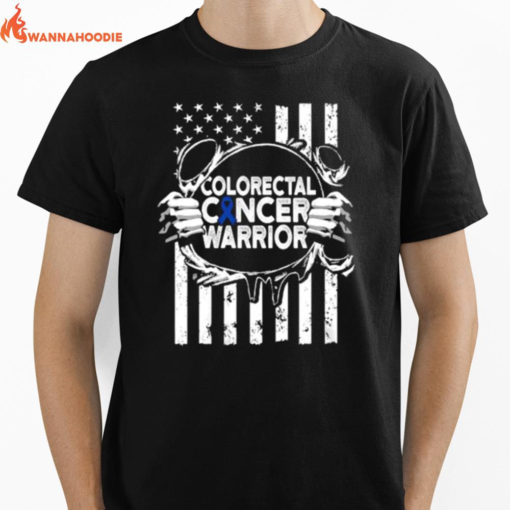 Colorectal Cancer Survivor Learning Crc Warrior American Flag Unisex T-Shirt for Men Women