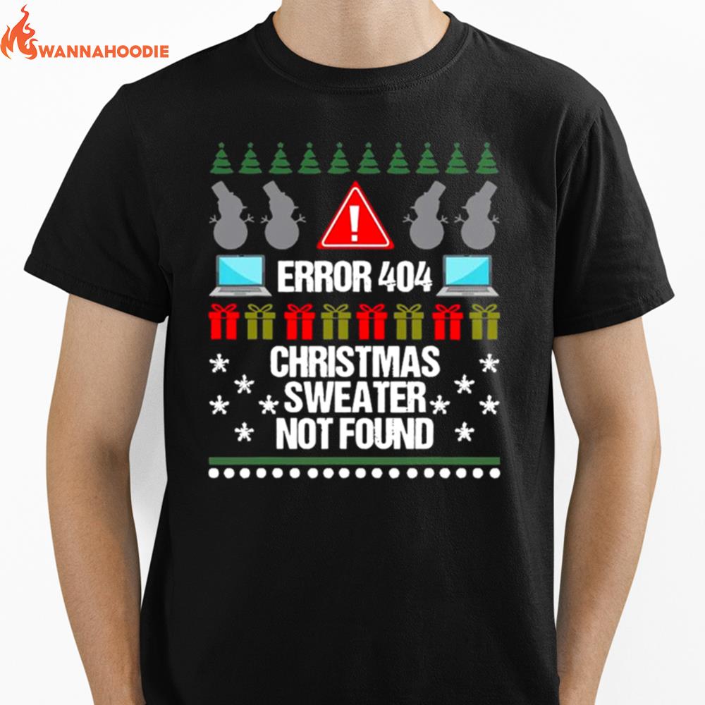 Computer Error 404 Ugly Christmas Unisex T-Shirt for Men Women