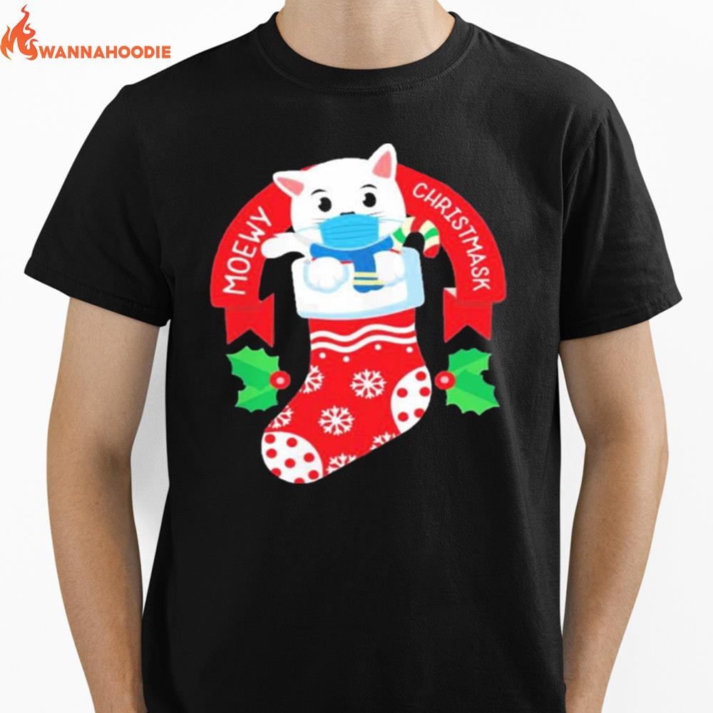 Cute Cat Face Mask Funny Christmas Stocking Unisex T-Shirt for Men Women