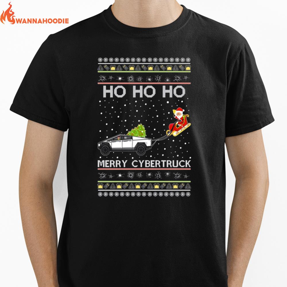 Cybertruck Tesla Inspired Funny Electric Future Car Santa Ride Ho Ho Ho Unisex T-Shirt for Men Women