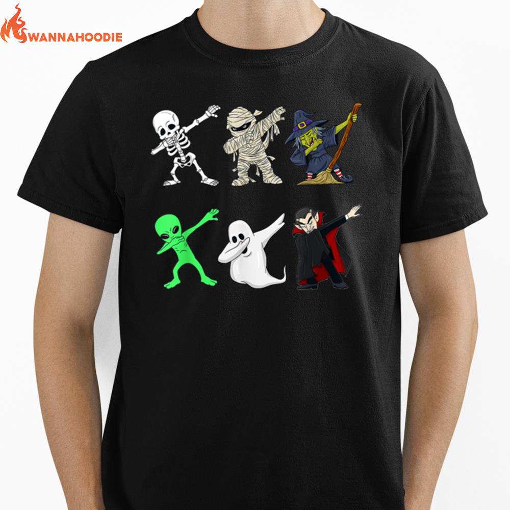 Dabbing Skeleton And Monsters Halloween Dracula Boys Kids Unisex T-Shirt for Men Women