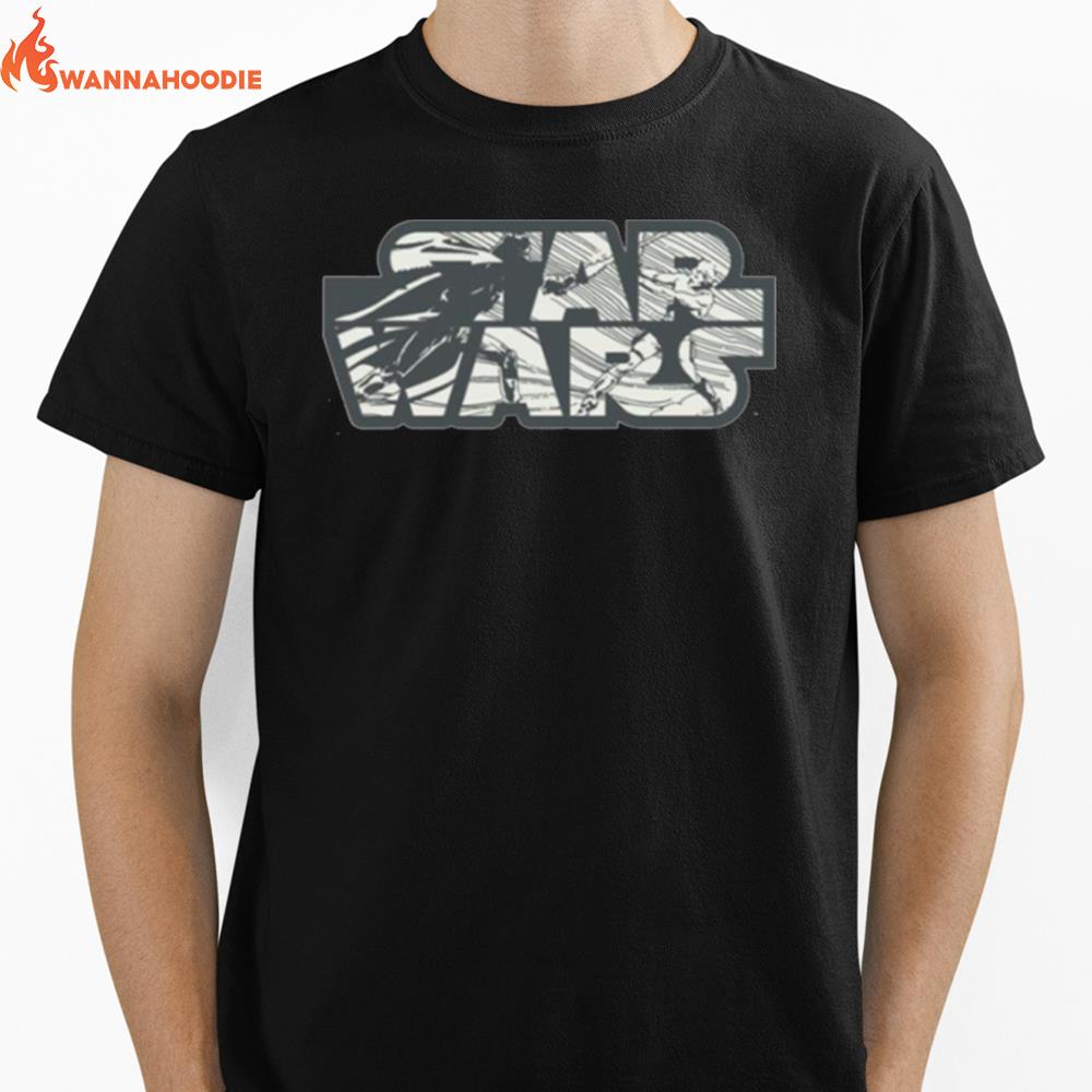 Darth Vader Luke Skywalker Battle Star Wars Logo Unisex T-Shirt for Men Women