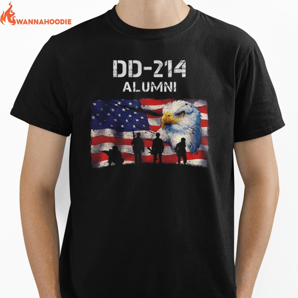 Dd 214 Alumni Retired Military Veteran Flag And Eagle Unisex T-Shirt for Men Women