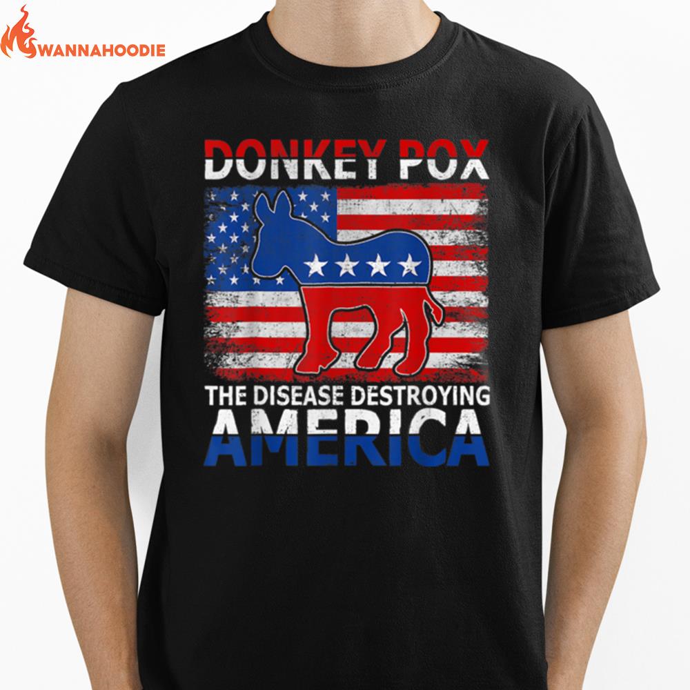 Donkey Pox The Disease Destroying America Funny Anti Biden T B0B4Zz3Tm2 Unisex T-Shirt for Men Women