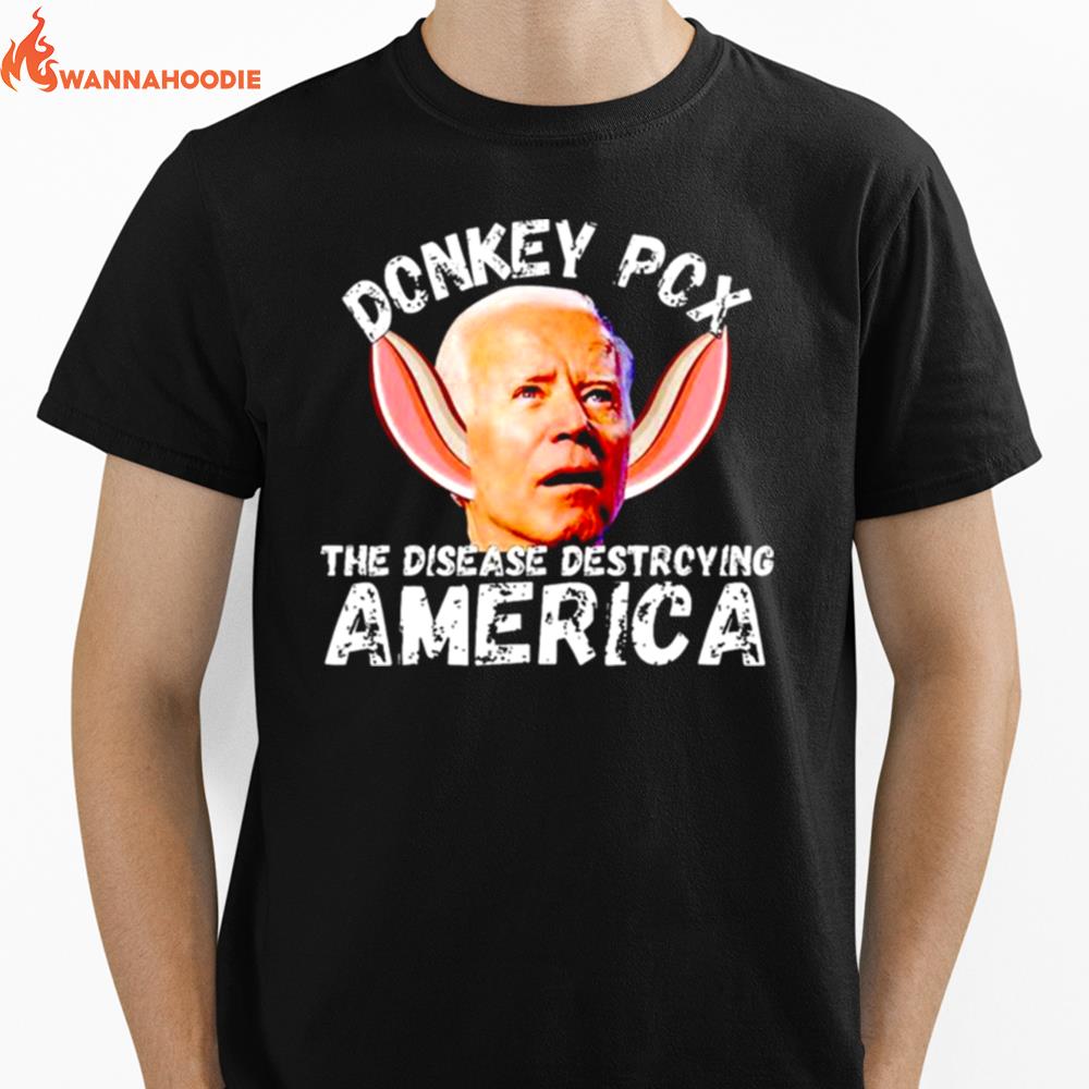 Donkey Pox The Disease Destroying America Funny Anti Biden T B0B4Zz3Tm2 Unisex T-Shirt for Men Women