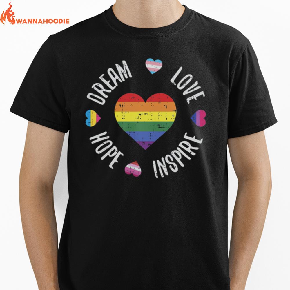 Dream Love Hope Inspire Lgbt Rainbow Gay Pride Unisex T-Shirt for Men Women