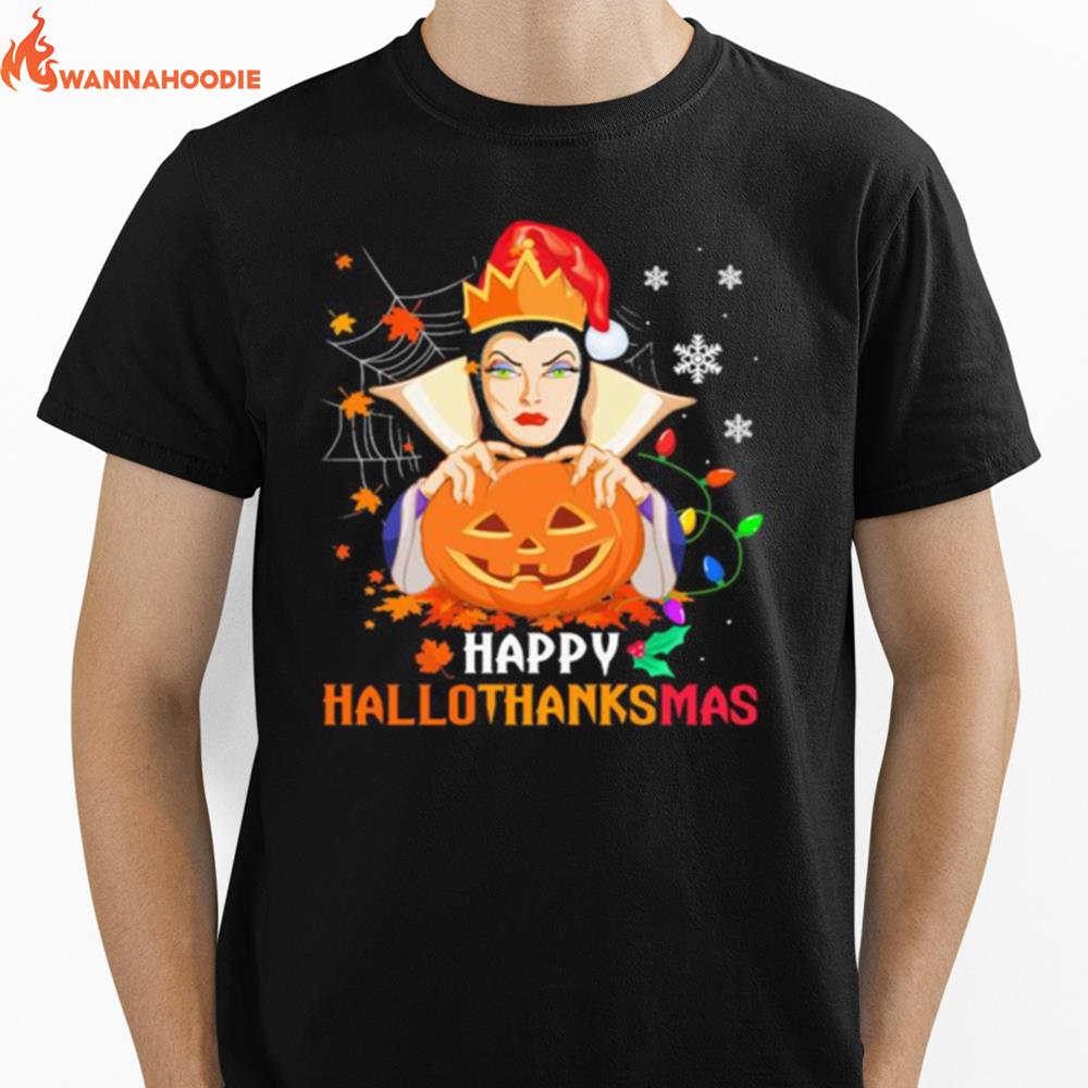 Evil Queen Happy Hallothanksmas Halloween Thanksgiving Christmas Unisex T-Shirt for Men Women