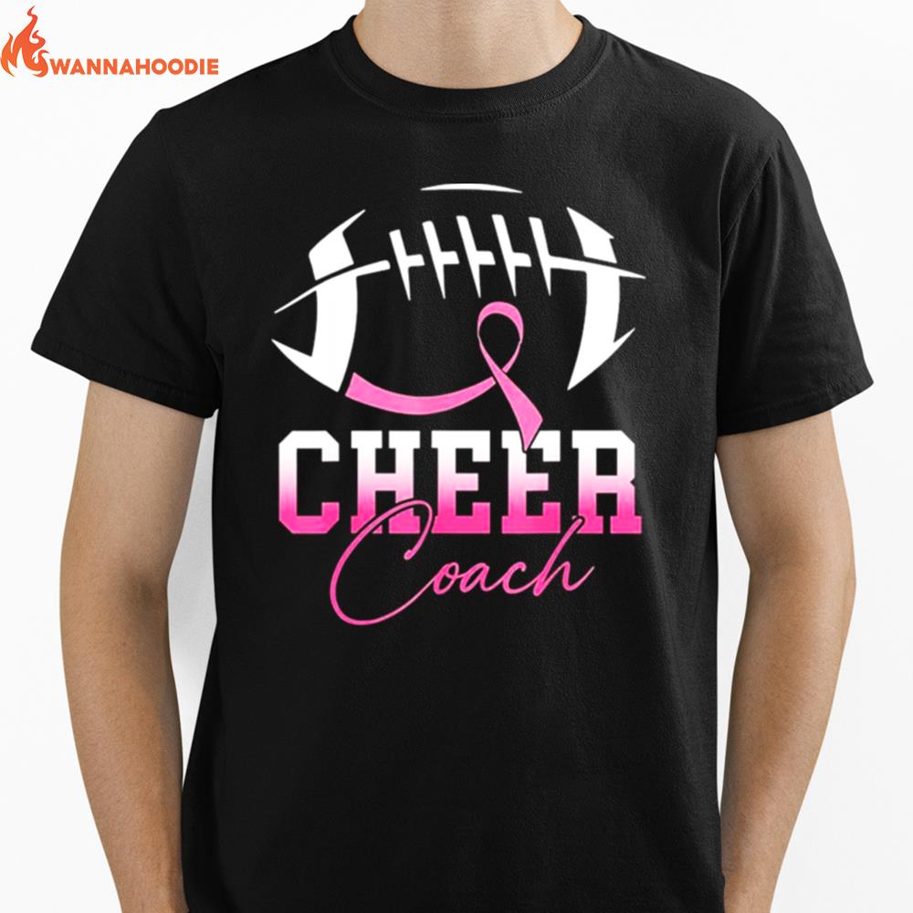 Football Cheer Coach Pink Ribbon Breast Cancer Awareness Unisex T-Shirt for Men Women