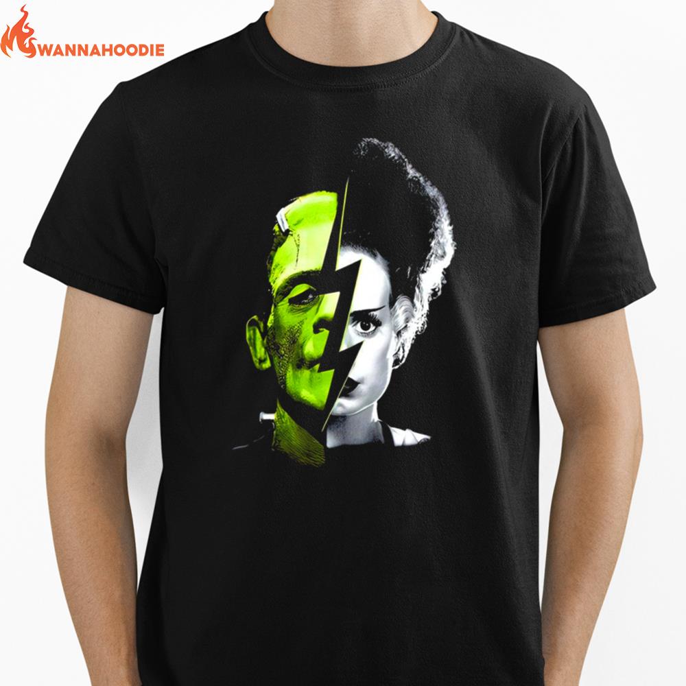 Frankenstein & Bride Split Scary Movie Universal Monsters Unisex T-Shirt for Men Women