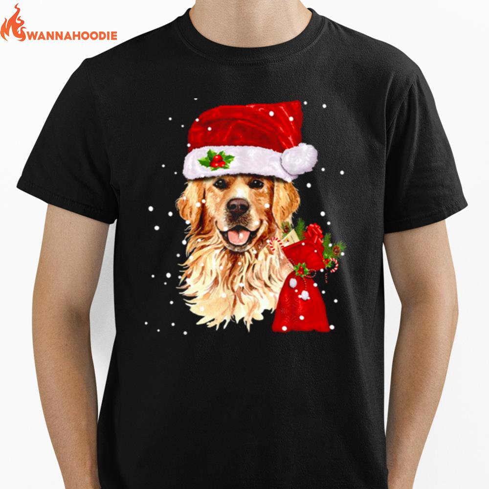 Golden Retriever Dog Christmas Holiday Gif Unisex T-Shirt for Men Women