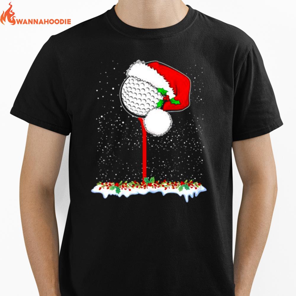 Golf Ball With Santa Hat Christmas Holiday Unisex T-Shirt for Men Women