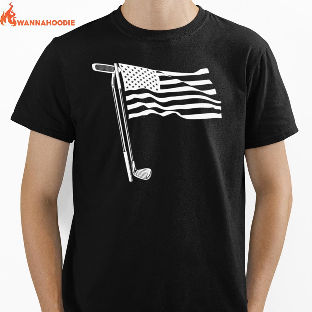 Golf With American Flag Unisex T-Shirt for Men Women