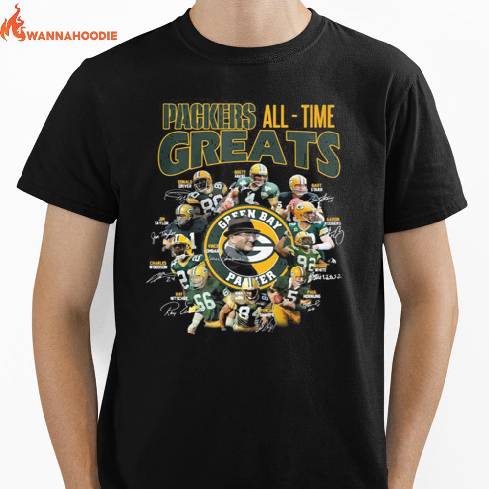 Green Bay Packers All Time Greats Players Signatures Unisex T-Shirt for Men Women