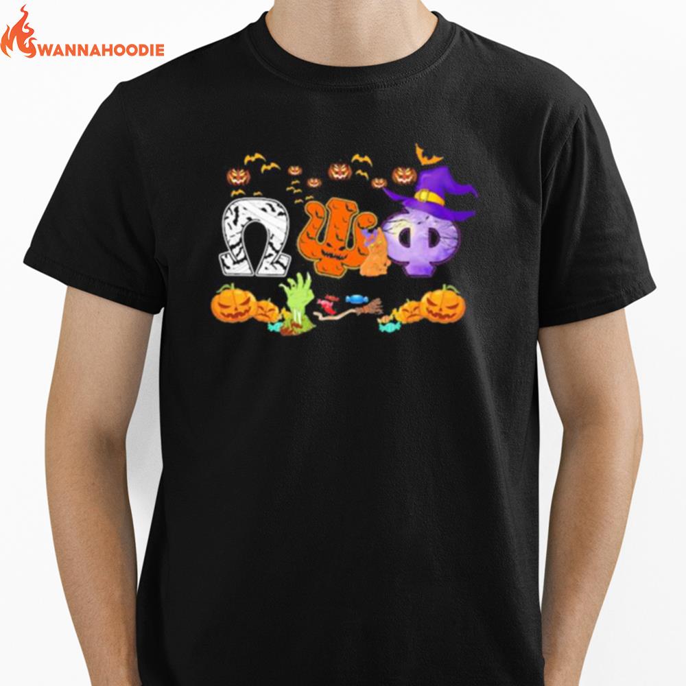 Halloween Omega Psi Phi Witch Pumpkins Unisex T-Shirt for Men Women