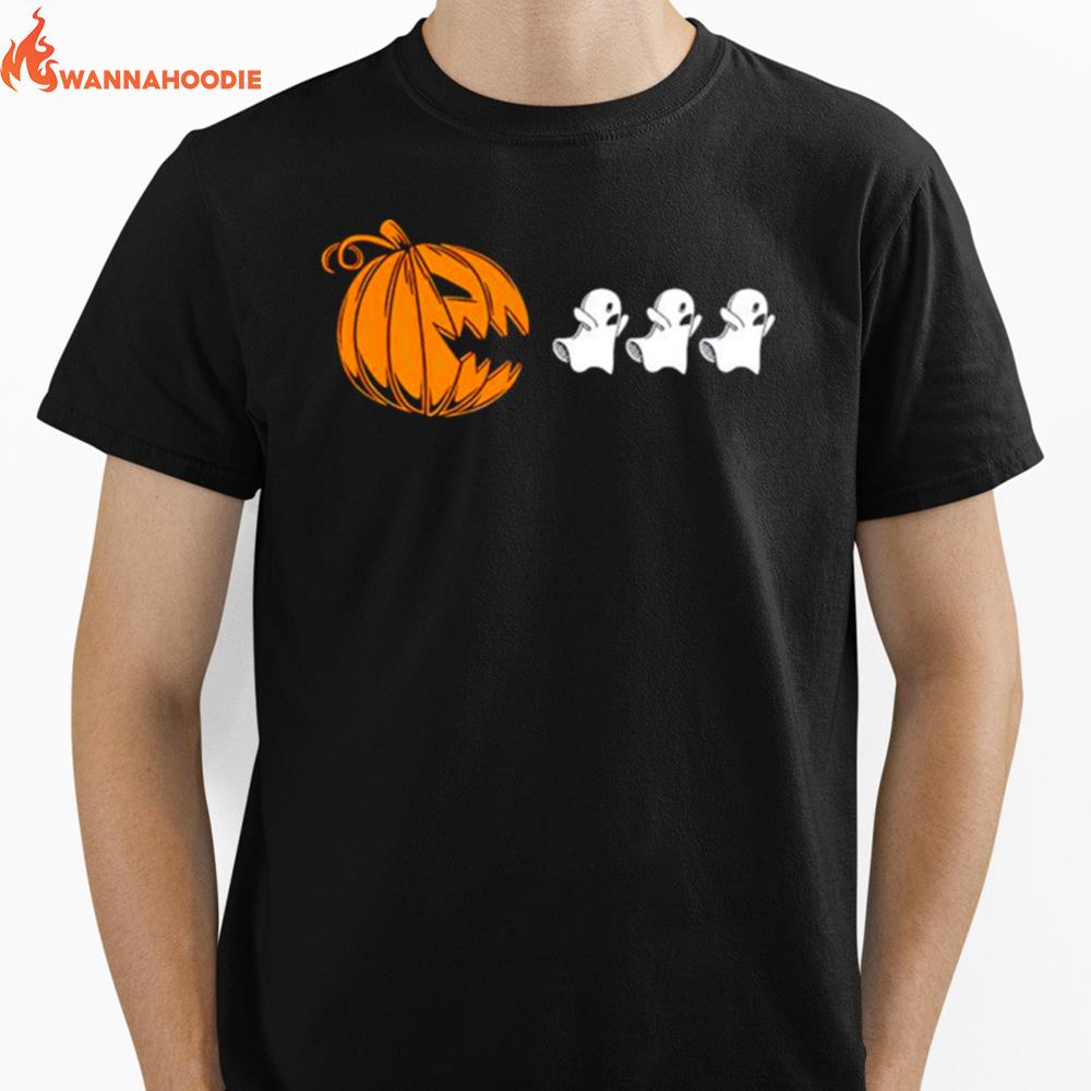 Halloween Pumpkin Pacman Ghos Unisex T-Shirt for Men Women