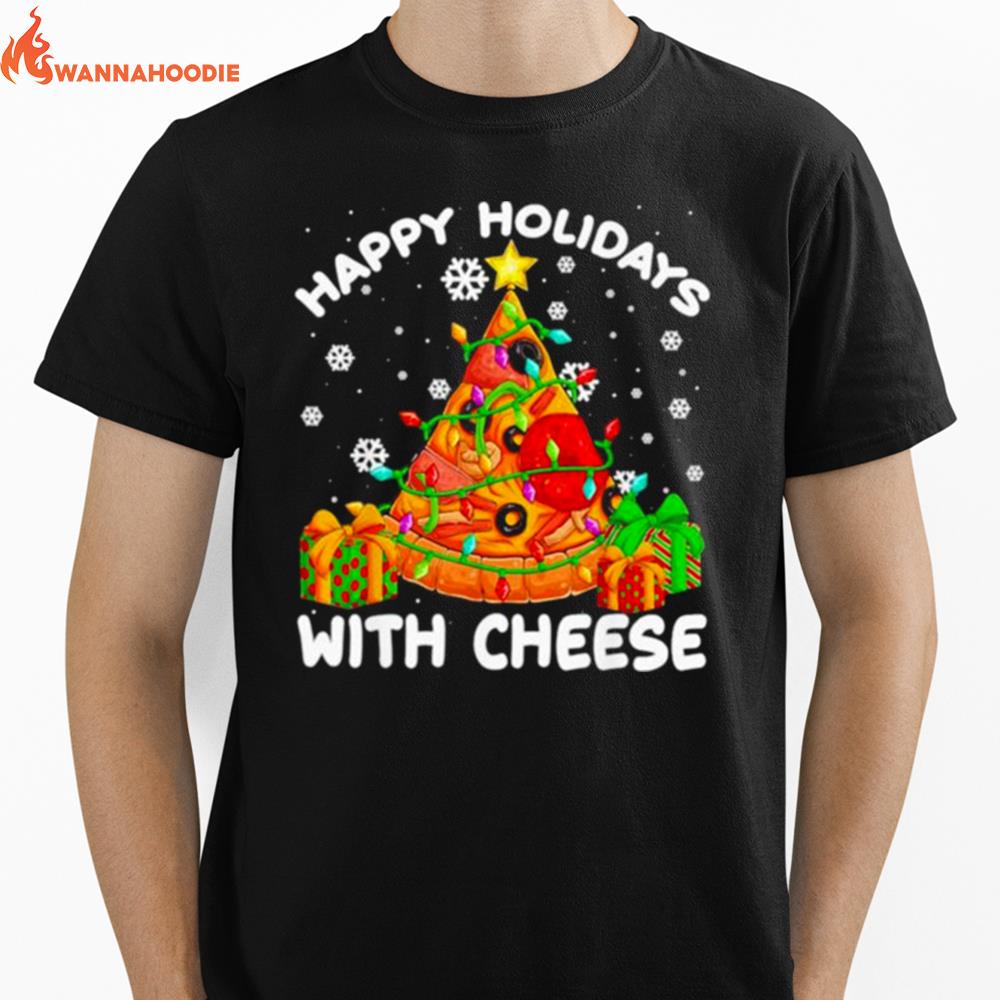 Happy Holidays With Cheese Xmas Unisex T-Shirt for Men Women