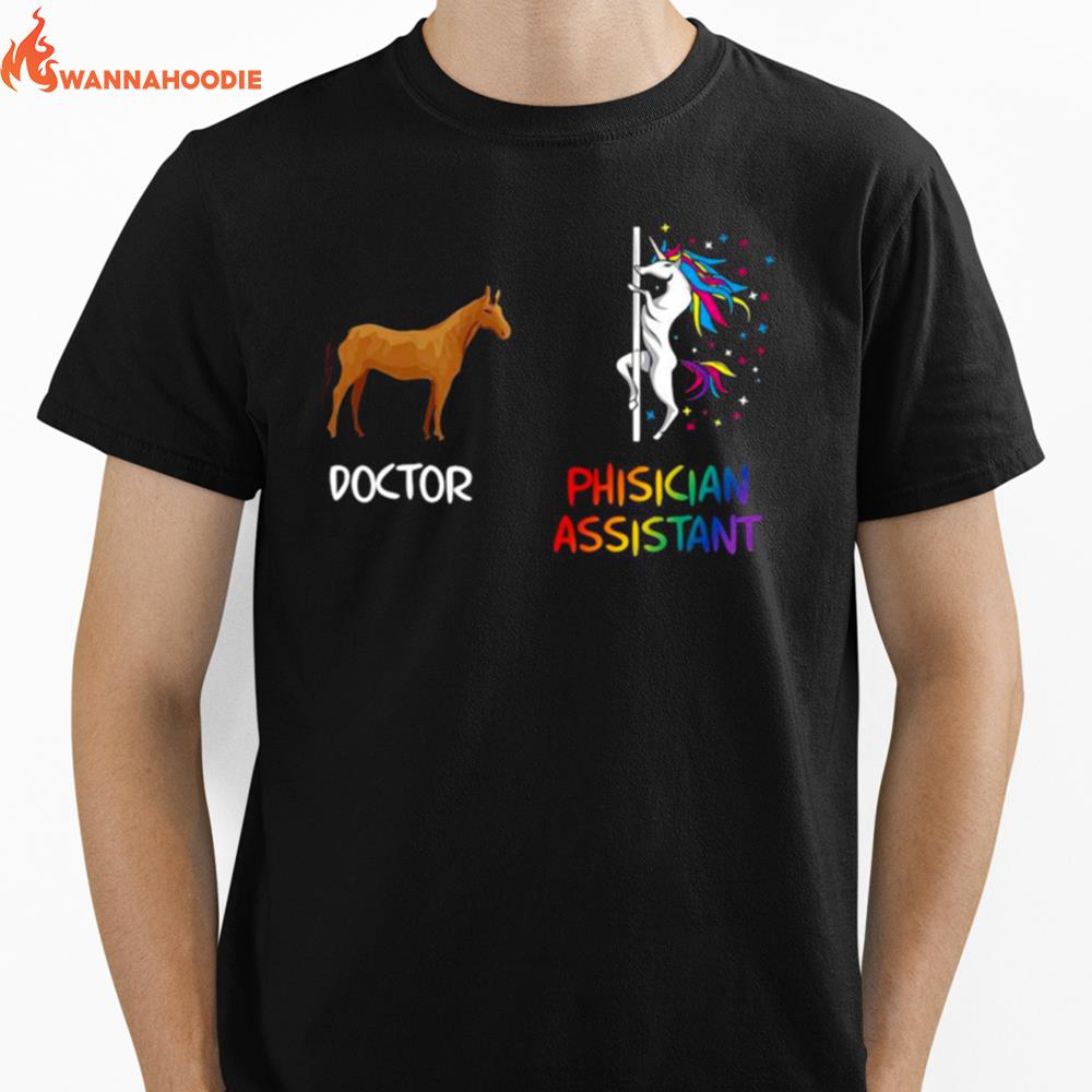 Horse Doctor Vs Physician Assistant Unicorn Dancing Unisex T-Shirt for Men Women