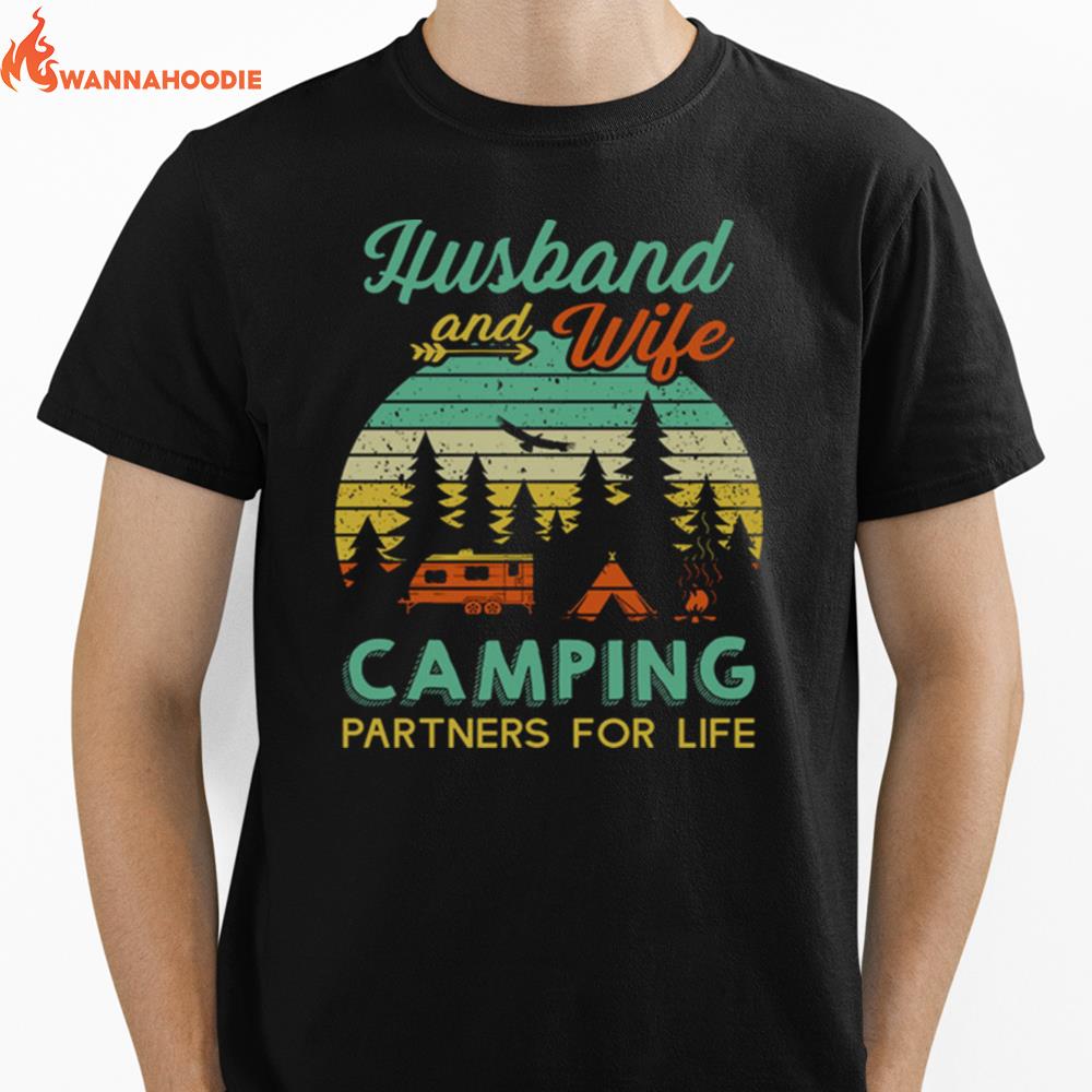 Husband And Wife Camping Partners For Life Unisex T-Shirt for Men Women