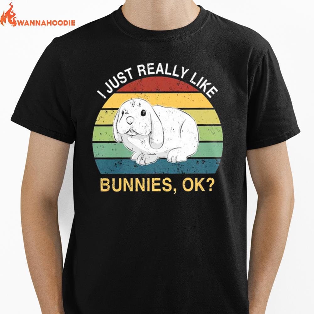 I Just Really Like Bunnies Ok Vintage Unisex T-Shirt for Men Women