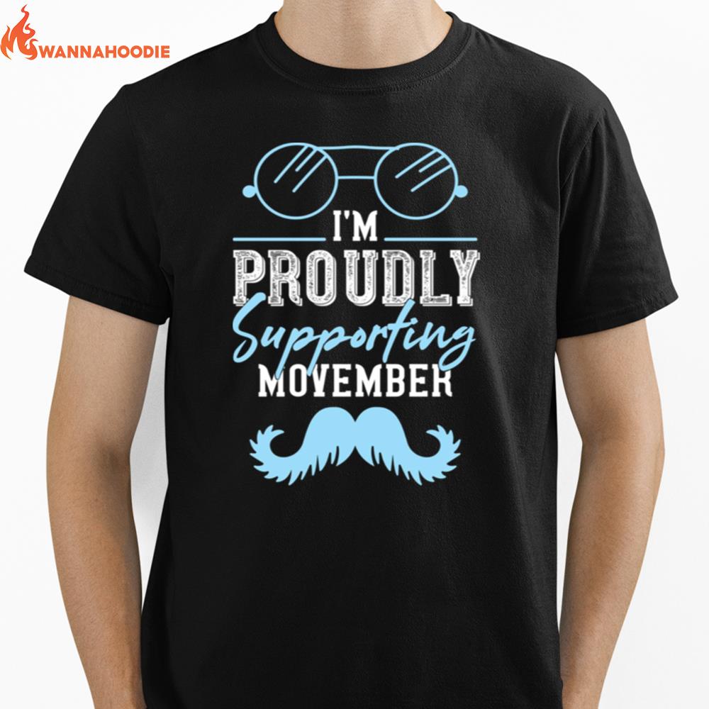 I'M Proudly Supporting Movember Blue Unisex T-Shirt for Men Women