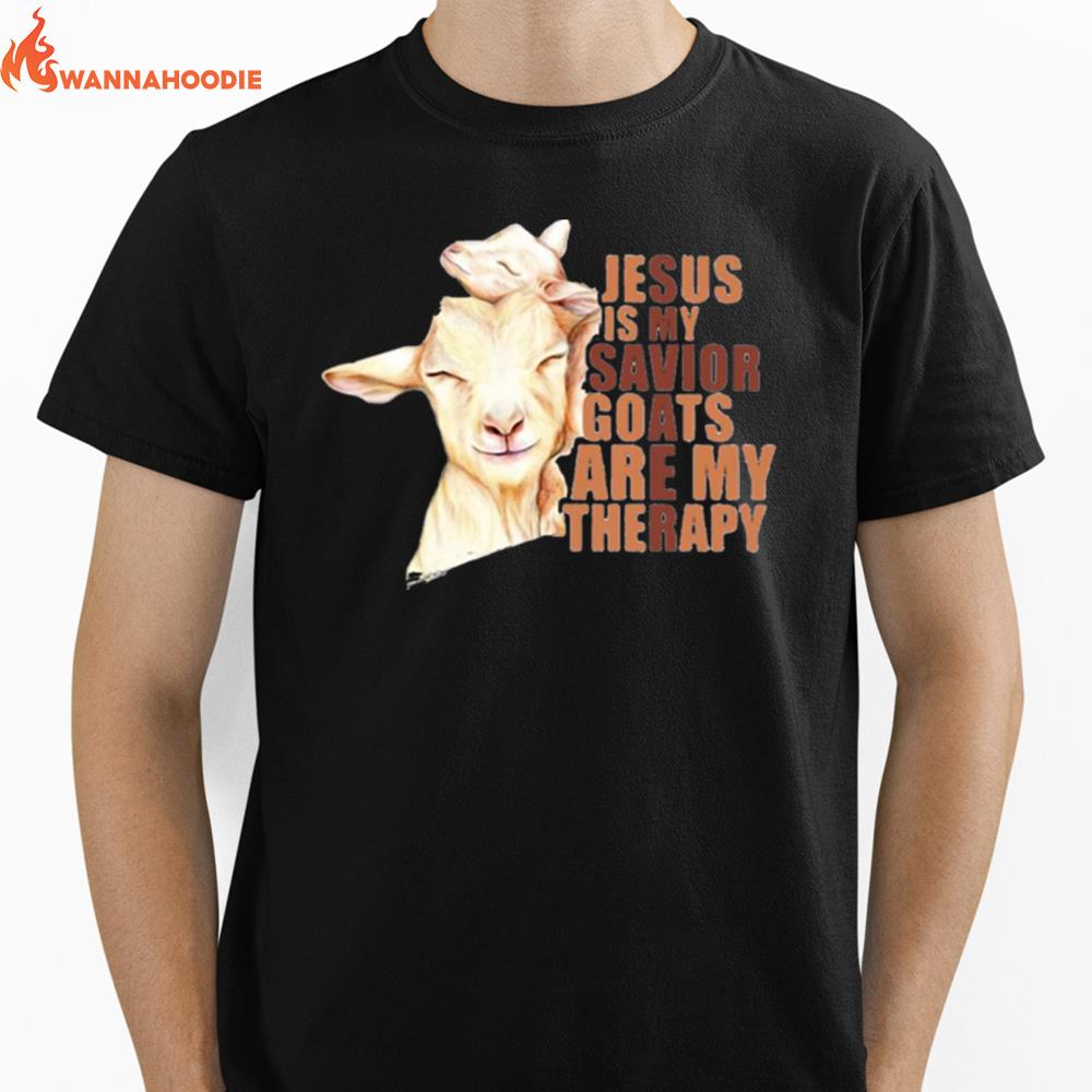 Jesus Is My Savior Goats Are My Therapy Unisex T-Shirt for Men Women