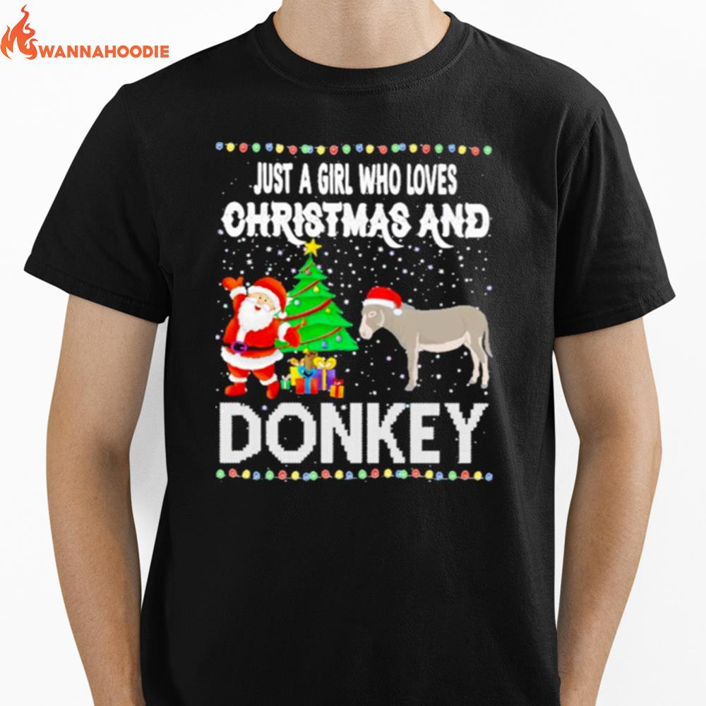 Just A Girl Who Loves Christmas And Donkey Unisex T-Shirt for Men Women