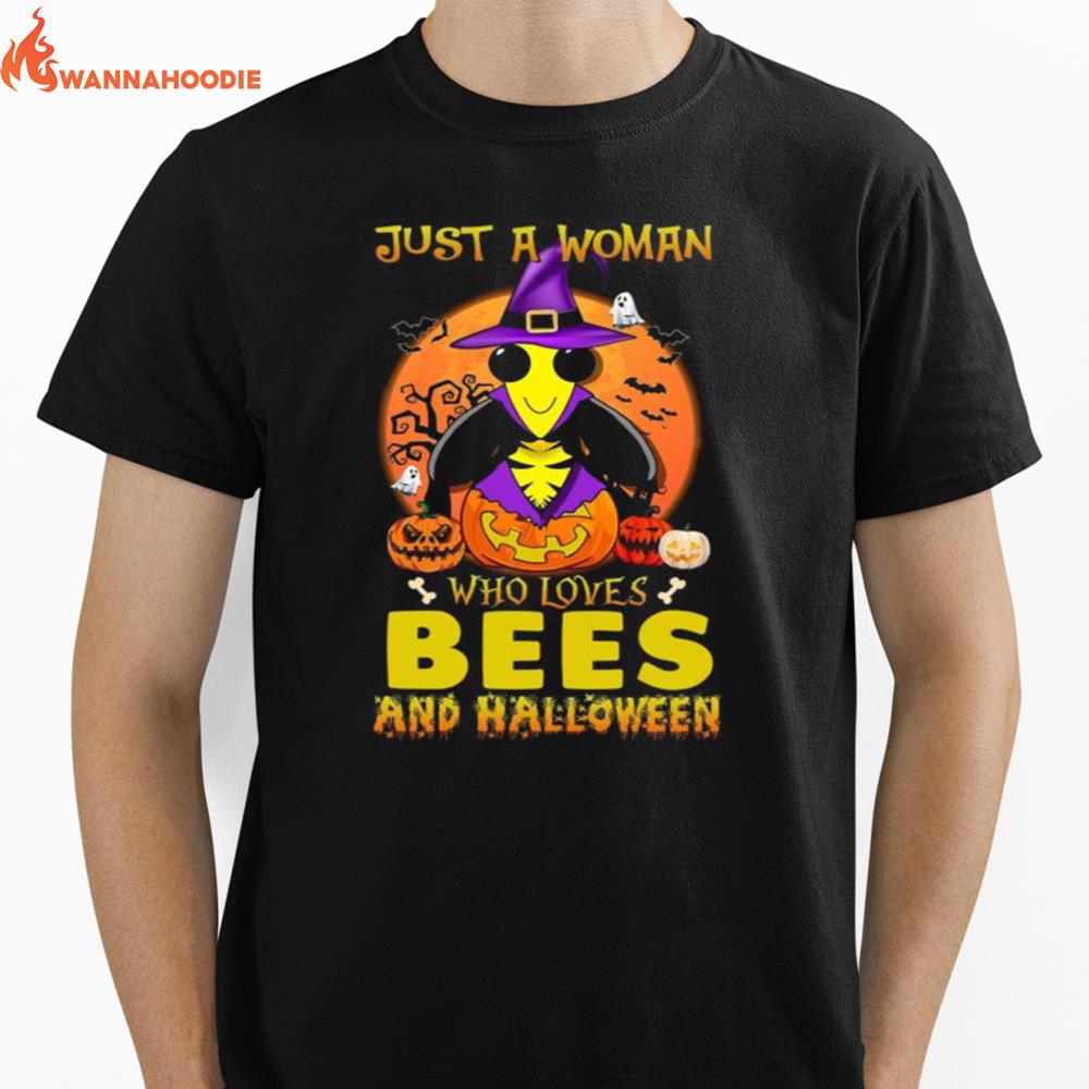 Just A Woman Who Loves Bees And Halloween Unisex T-Shirt for Men Women