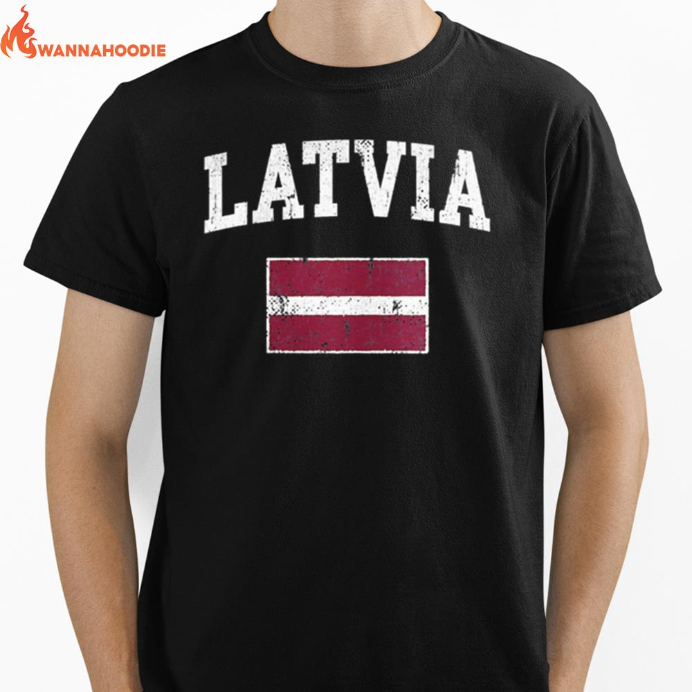 Latvia Flag Vintage Latvian Flag Retro Unisex T-Shirt for Men Women