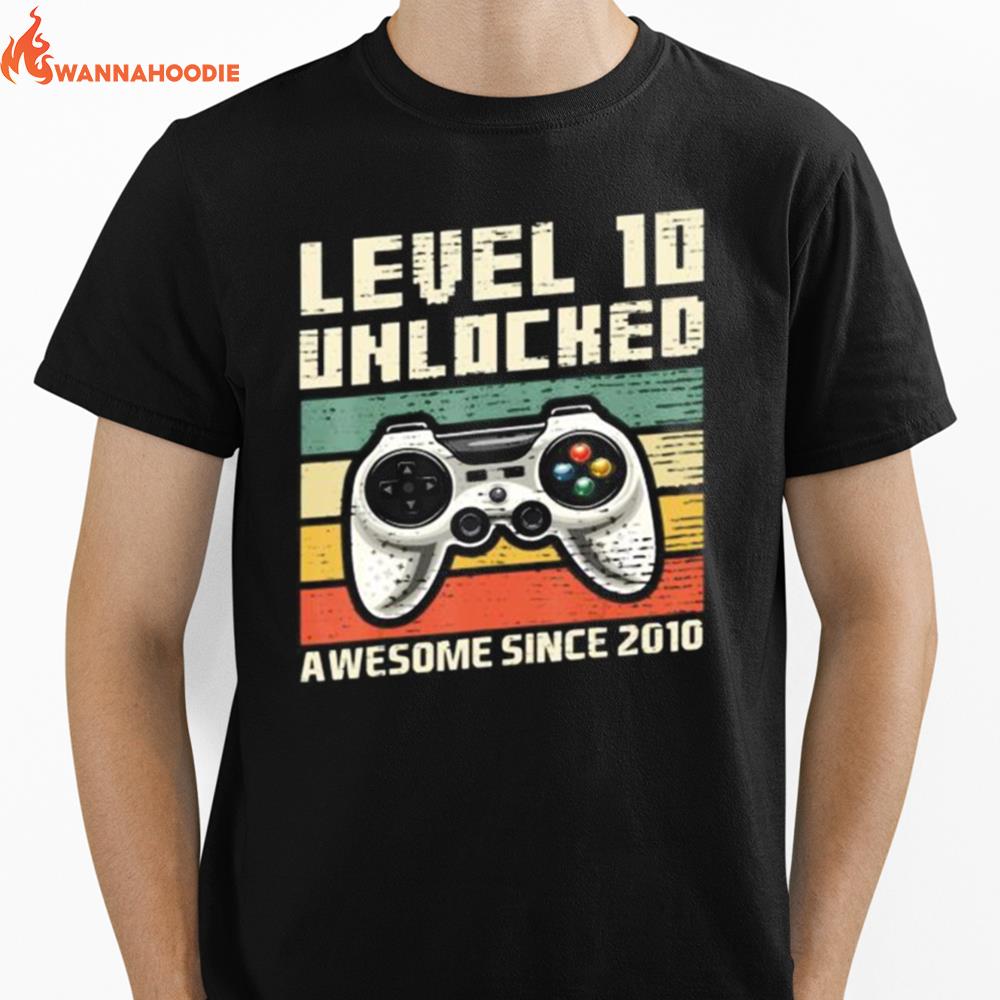 Level 10 Unlocked Awesome 2010 Video Game 10Th Unisex T-Shirt for Men Women