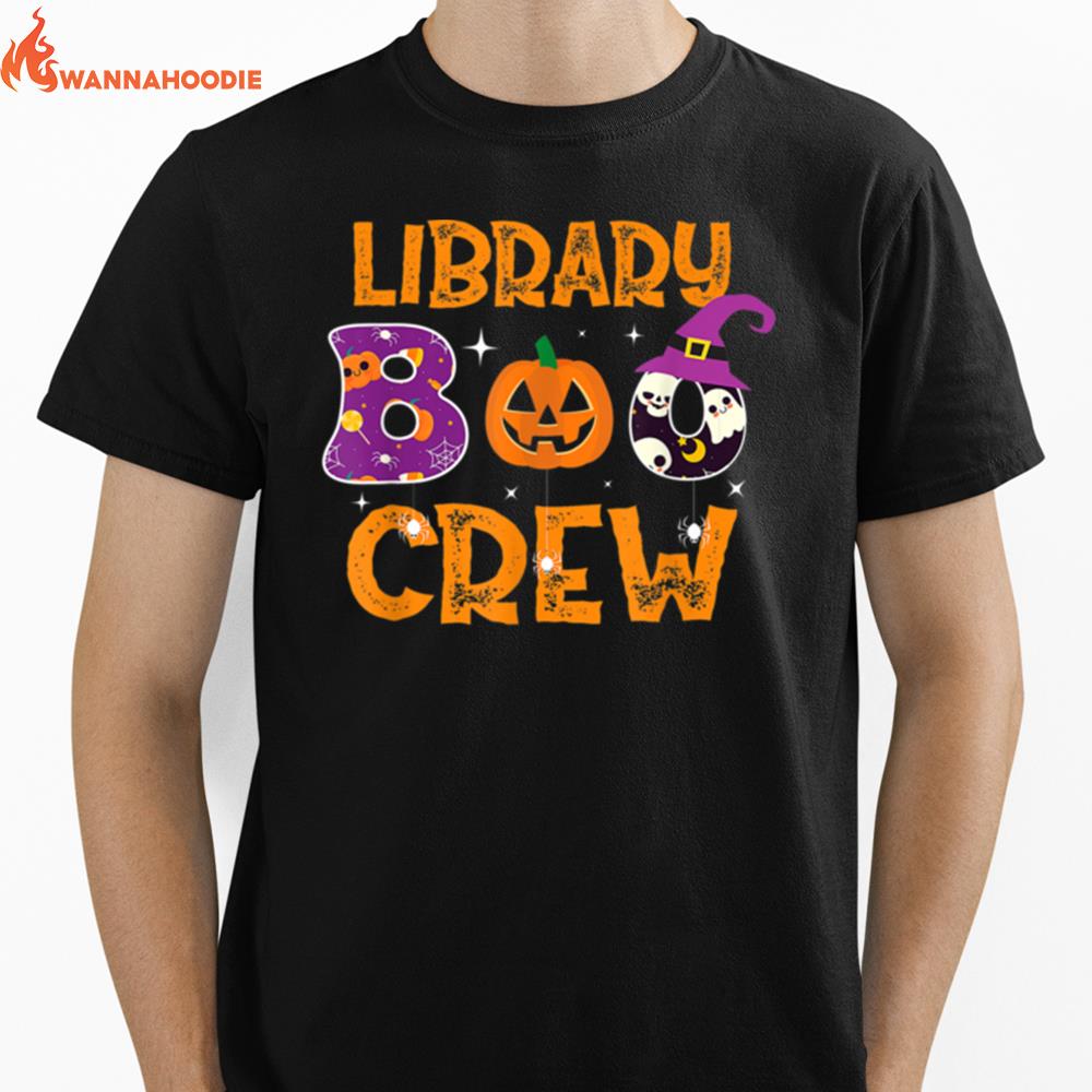 Library Boo Crew School Librarian Halloween Book Library Unisex T-Shirt for Men Women