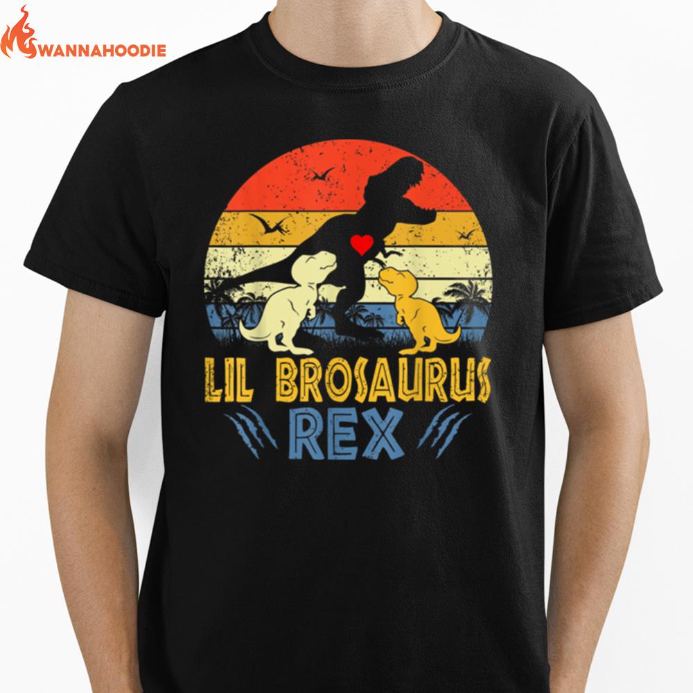 Lil Bro Saurus T Rex Dinosaur Lil Bro 2 Kids Family Matching Unisex T-Shirt for Men Women