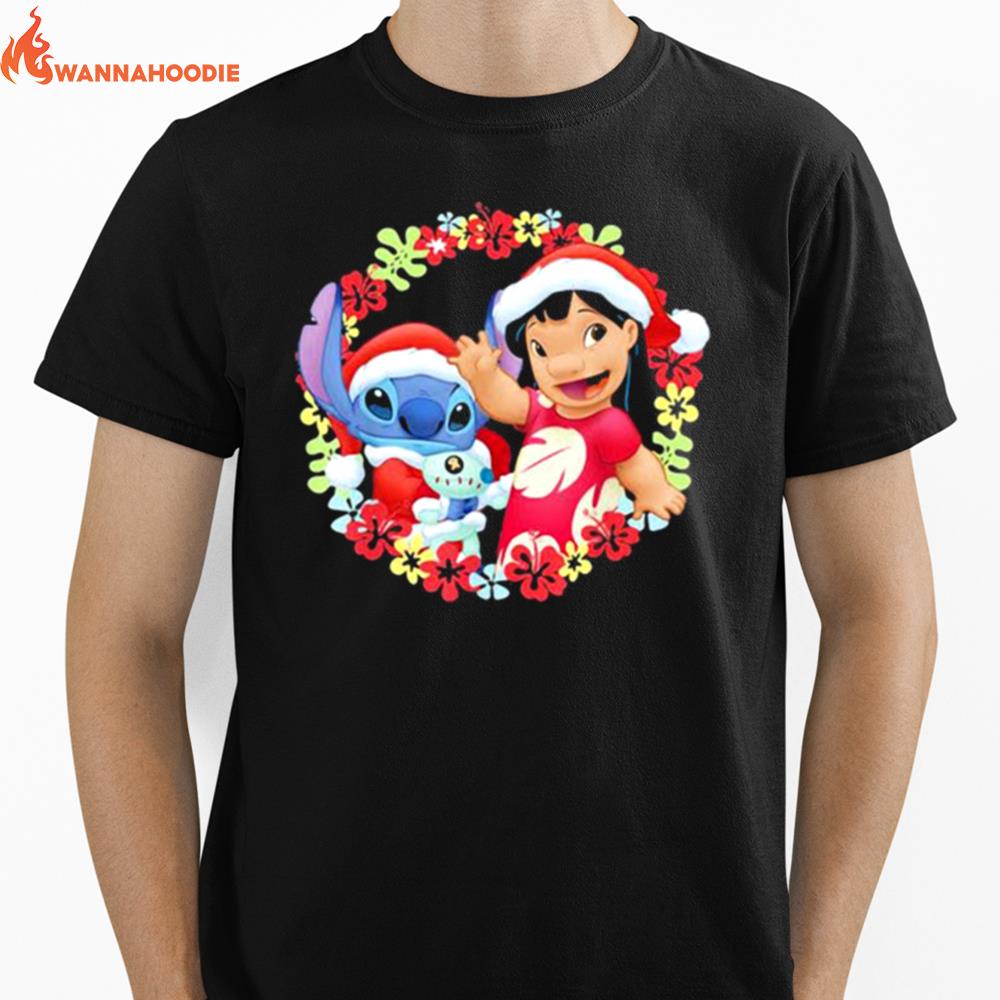 Lilo And Stitch Wear Pajama Santa Claus Merry Christmas Unisex T-Shirt for Men Women