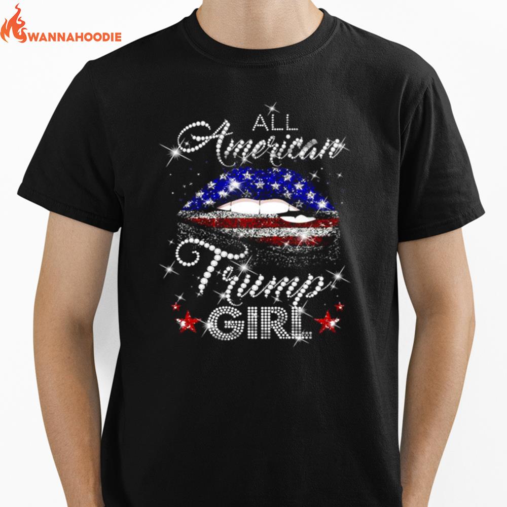 Lip All American Trump Girl Usa Flag Unisex T-Shirt for Men Women