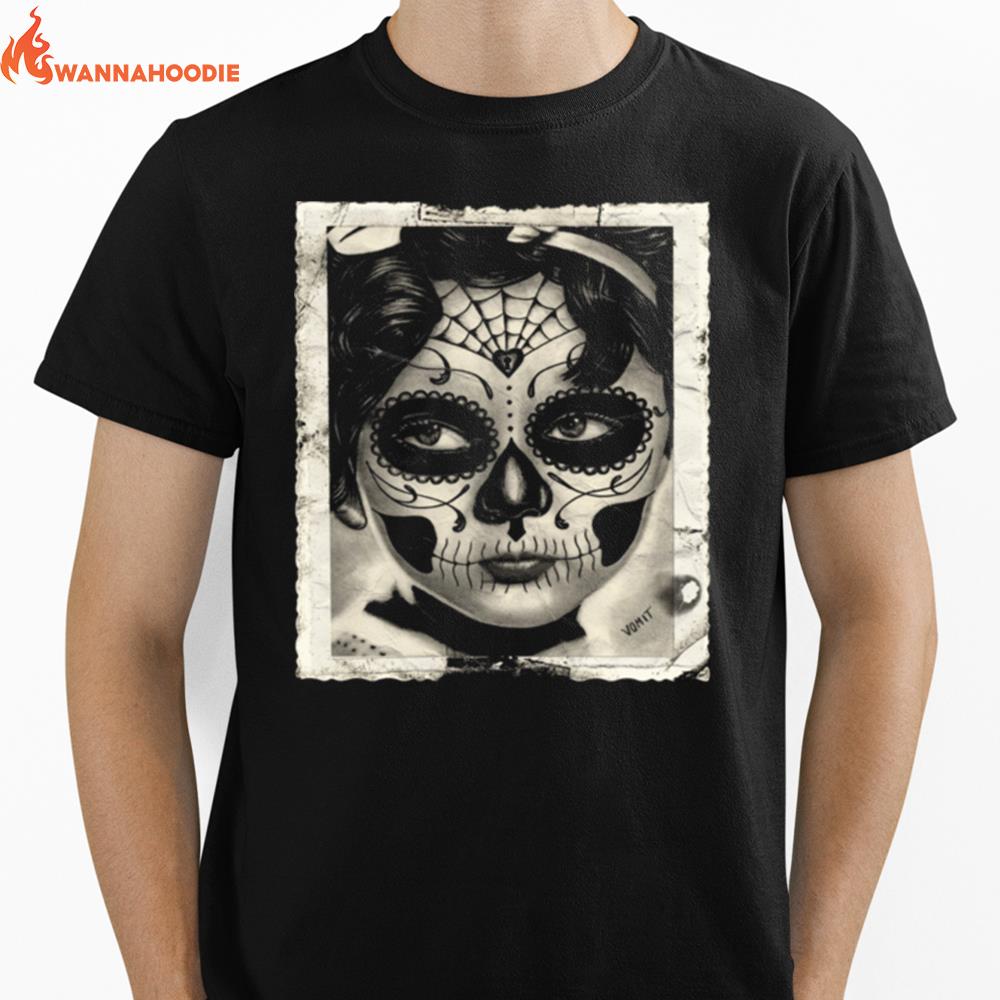 Little Girl Makeup Skull Day Of The Dead Unisex T-Shirt for Men Women