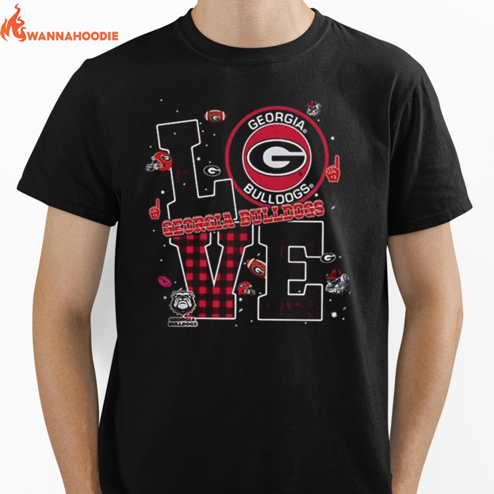 Love Buffalo Plaid Georgia Bulldog Unisex T-Shirt for Men Women