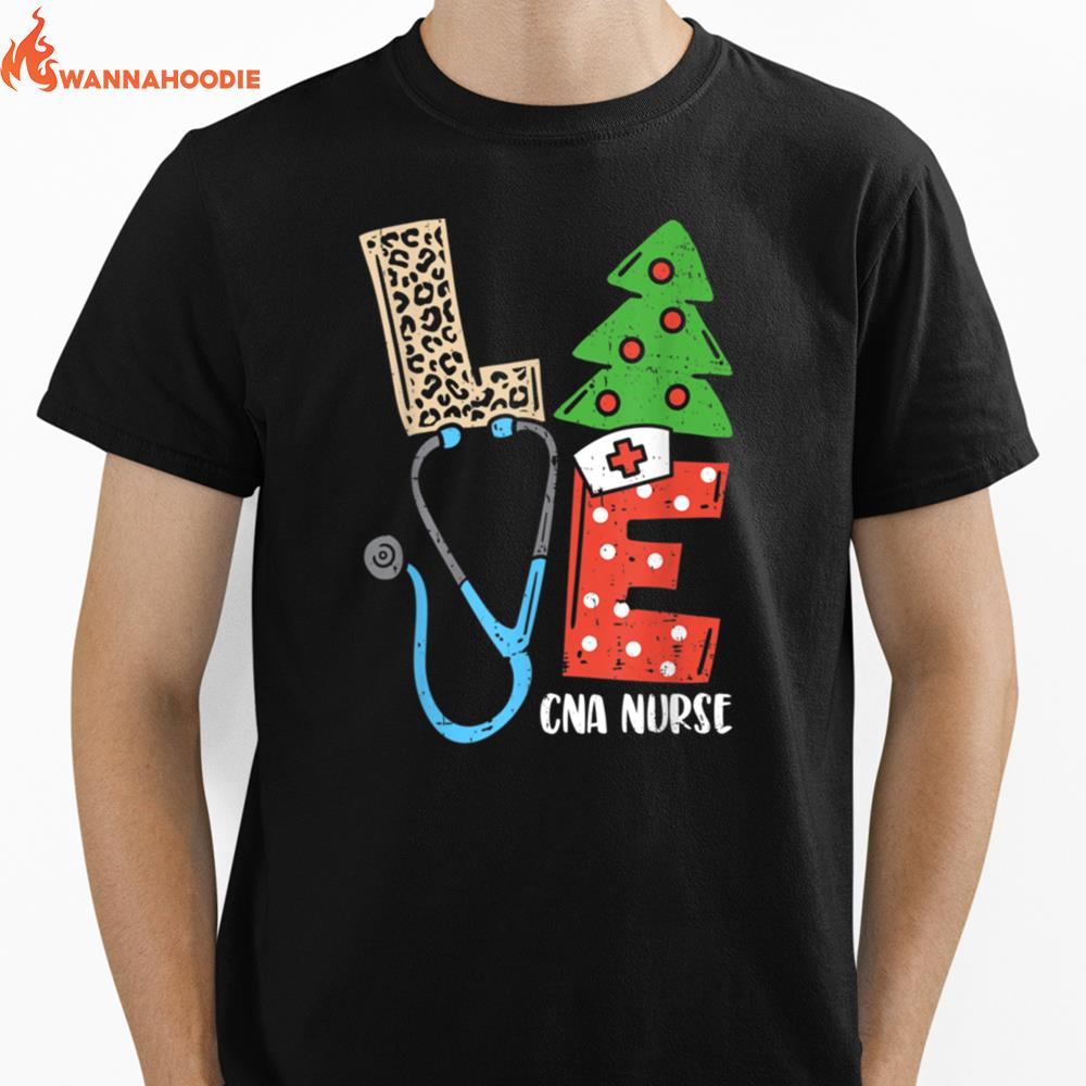 Love Stethoscope Snowflake Cna Nurse Christmas Scrub Xmas Unisex T-Shirt for Men Women