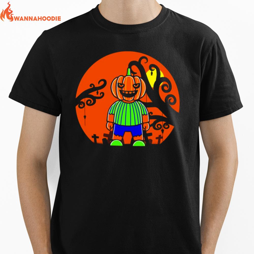 Lovely Chibi Pumpkin In Cemetery Halloween Unisex T-Shirt for Men Women