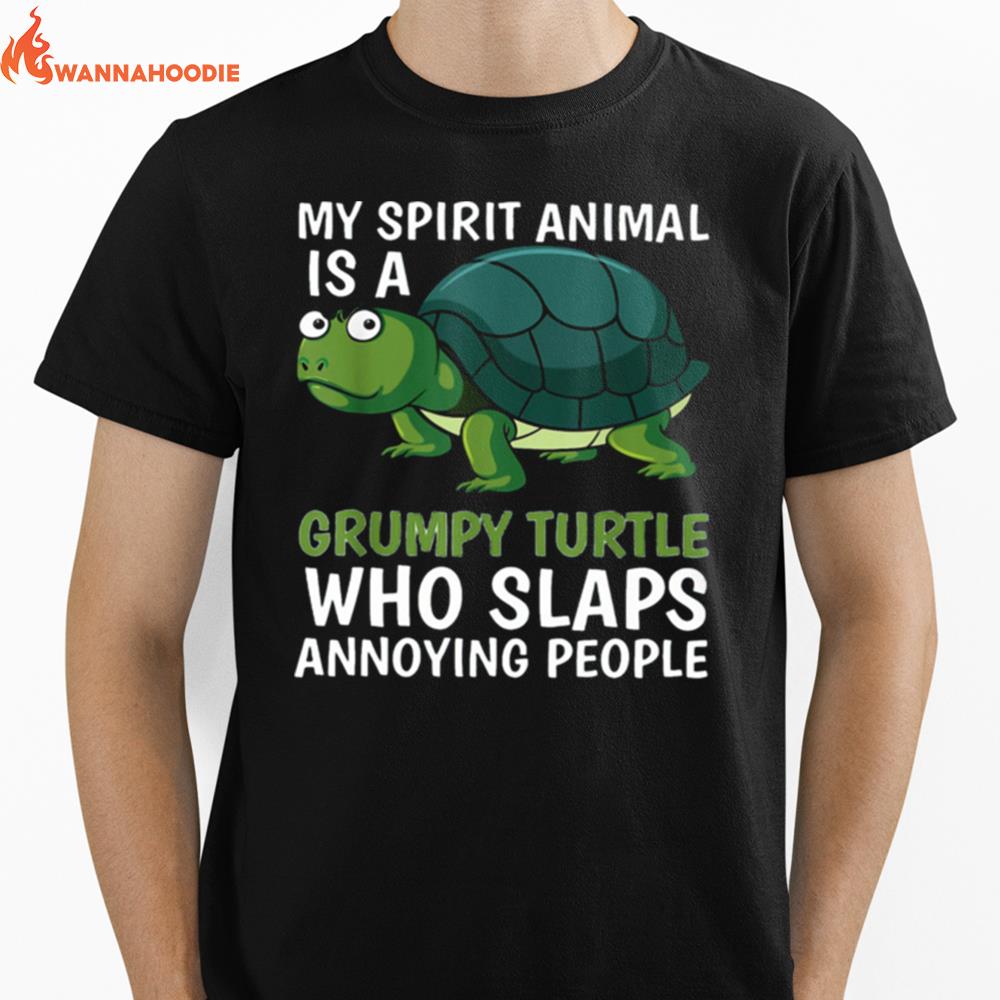 Lovely My Spirit Animal Is Grumpy Turtle Cartoon Unisex T-Shirt for Men Women