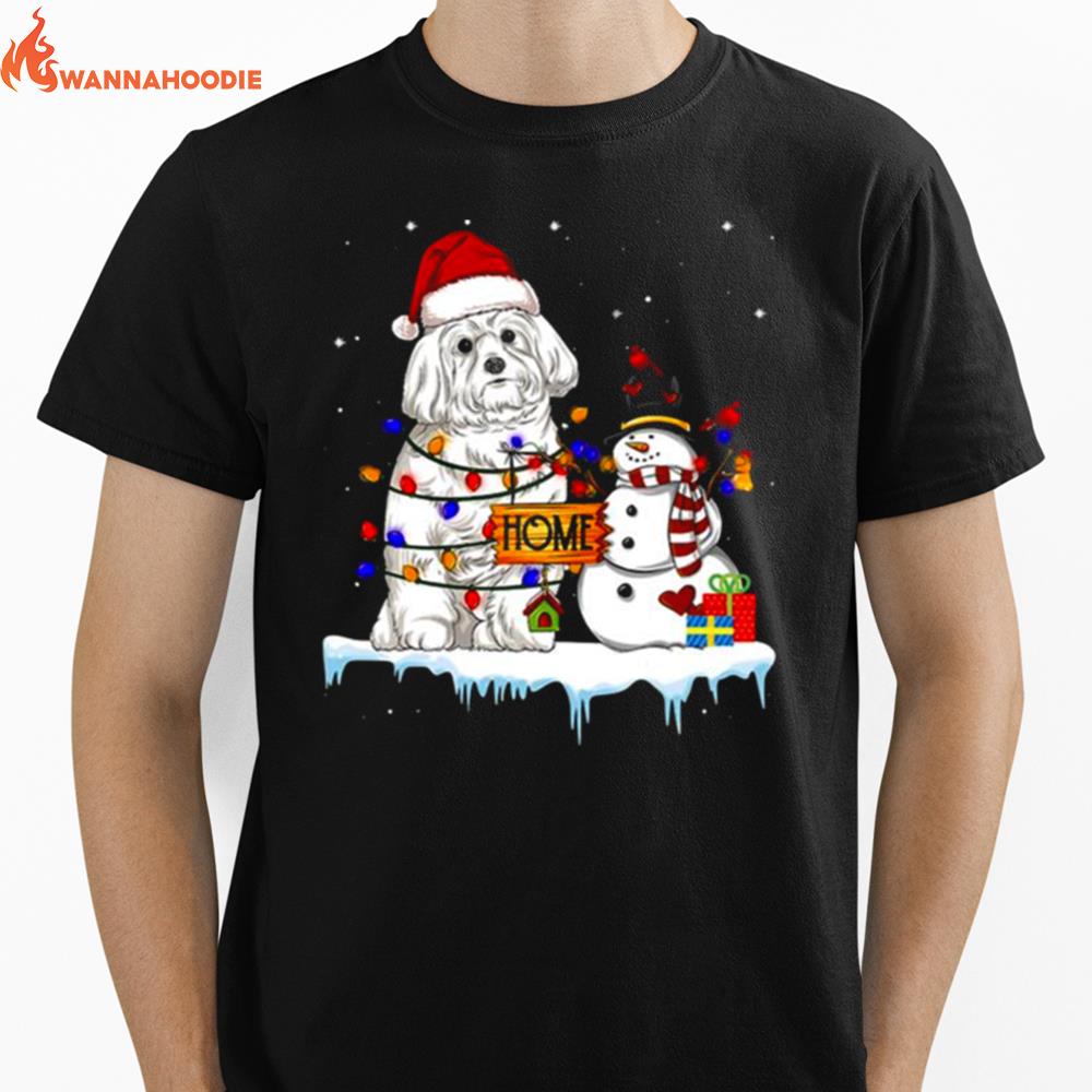 Maltese Dog Christmas Snowman Unisex T-Shirt for Men Women