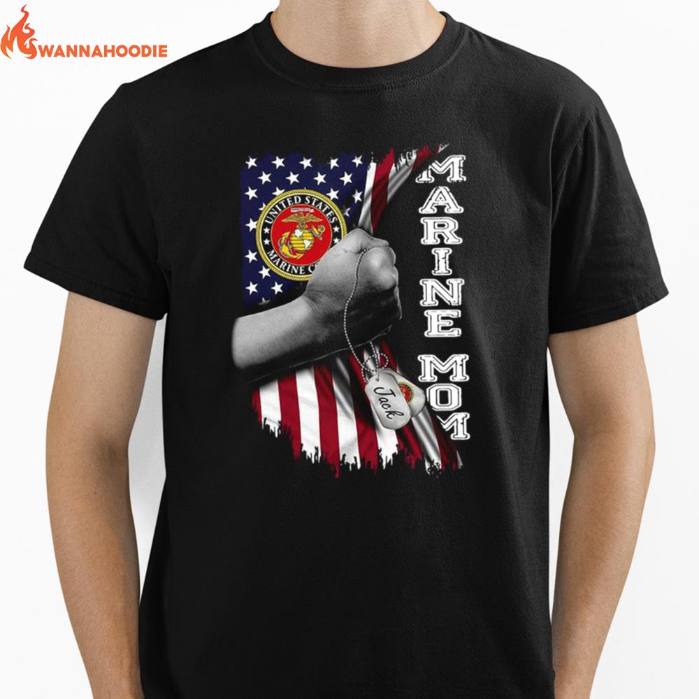 Marine Mom American Flag Unisex T-Shirt for Men Women