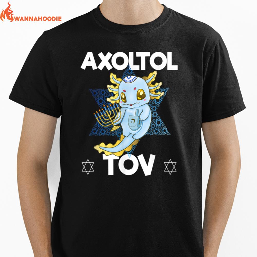 Mazel Tov Axolotl With Dreidel Menorah Men Women Hanukkah Unisex T-Shirt for Men Women