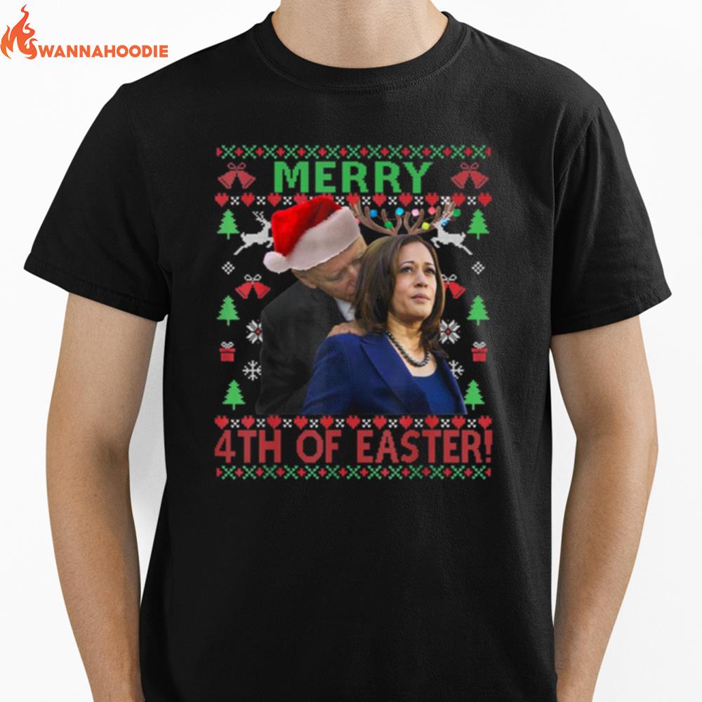 Merry 4Th Of Easter Funny Biden Ugly Christmas Unisex T-Shirt for Men Women