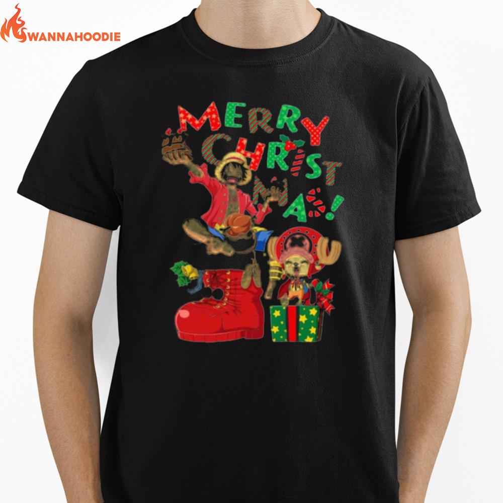 Merry Christmas From Luffy And Chopper One Piece Luffy And Chopper One Piece Unisex T-Shirt for Men Women