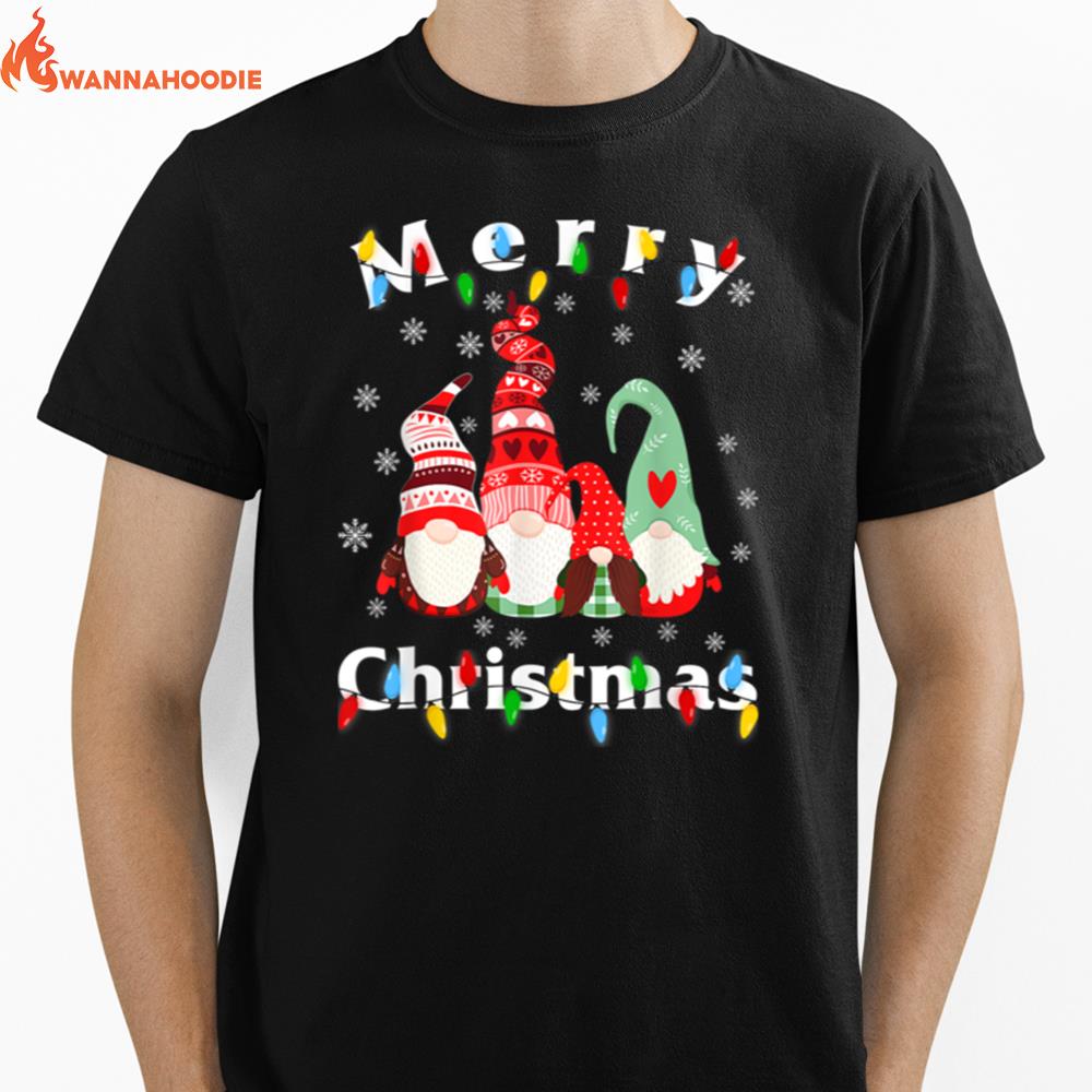 Merry Christmas Light Gnome Pajamas Unisex T-Shirt for Men Women