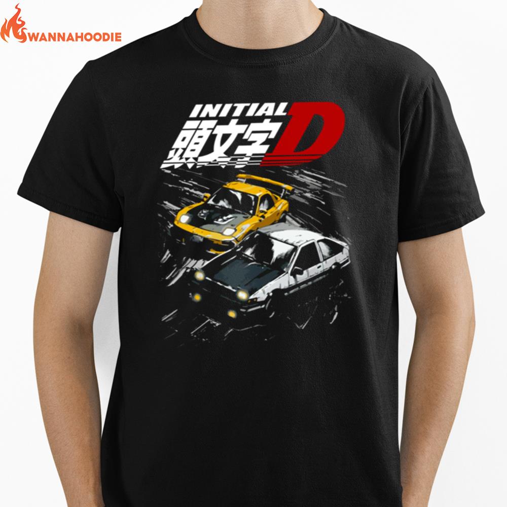 Mountain Drift Racing Initial D Tandems Ae86 Vs Fd Rx 7 Unisex T-Shirt for Men Women