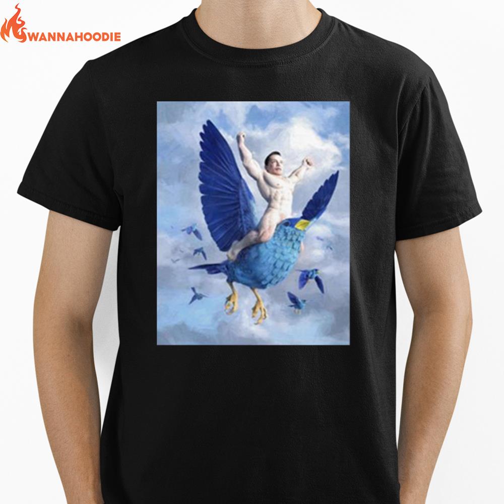 Musk Ridding Twitter Bird Ar Unisex T-Shirt for Men Women