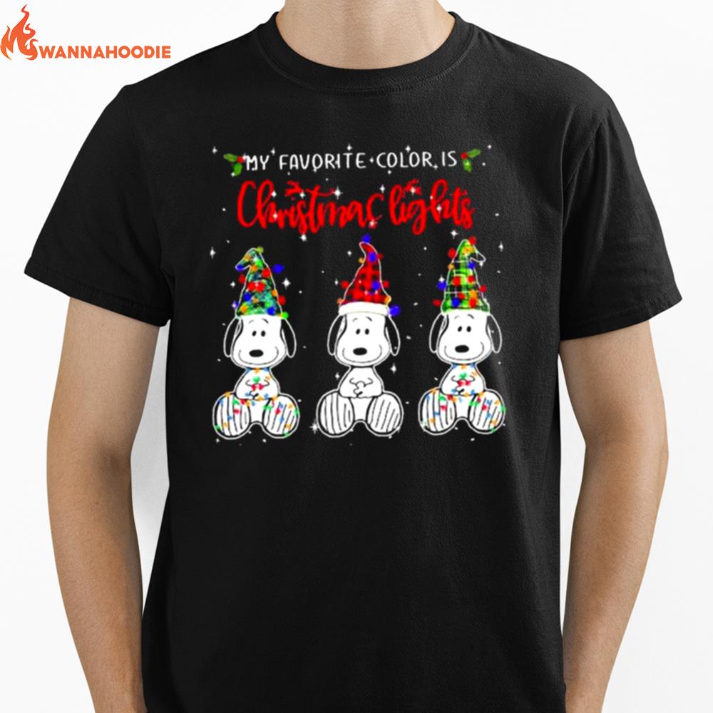 My Favorite Color Is Christmas Lights Snoopys Xmas Unisex T-Shirt for Men Women