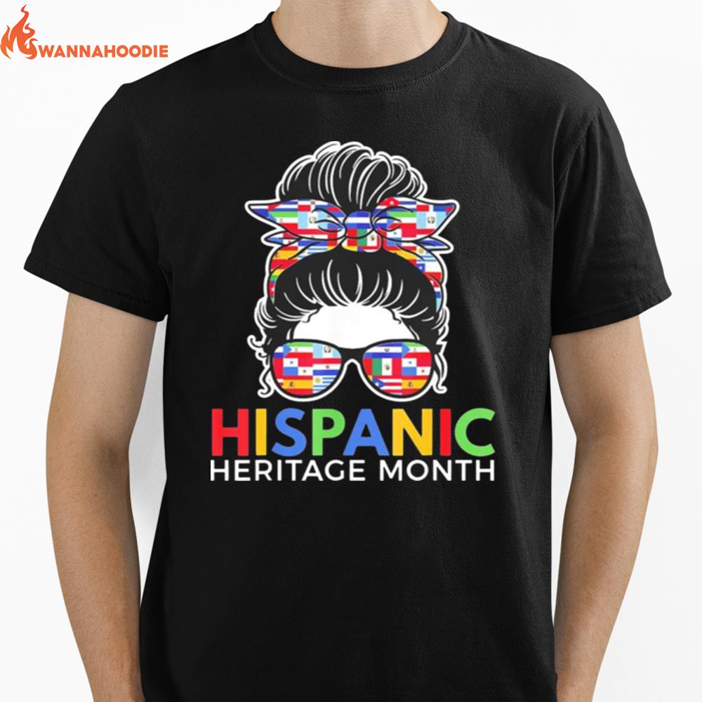 National Hispanic Heritage Month Latina Messy Bun Unisex T-Shirt for Men Women